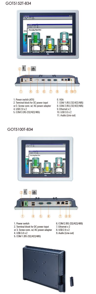 GOT5100T-834 and GOT5152T-834 Fanless Touch Panel Computers